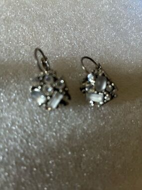 Silver-Tone Crystal Cluster Drop Earrings - White